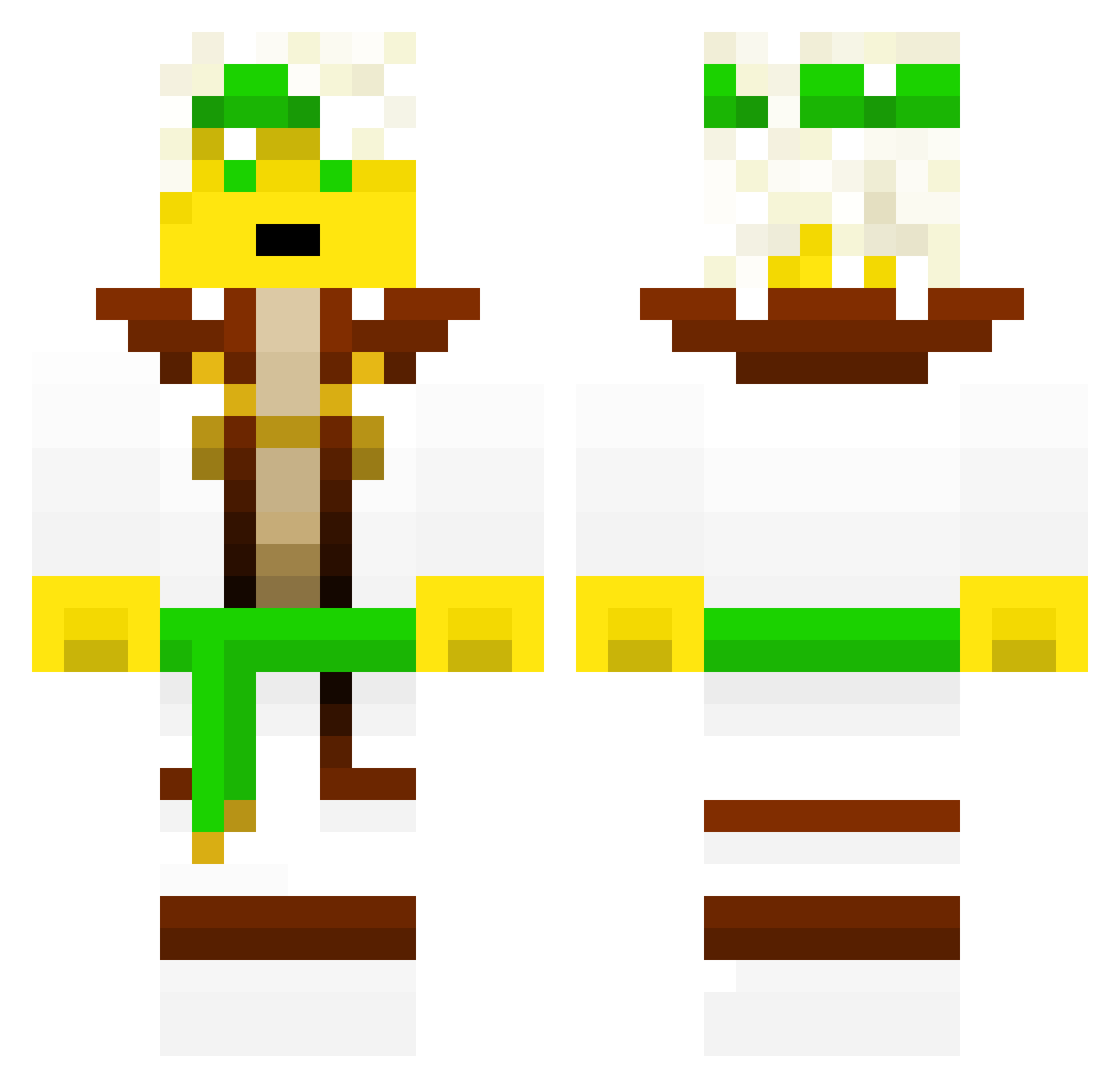 Olmoghini Minecraft skin, front and back view