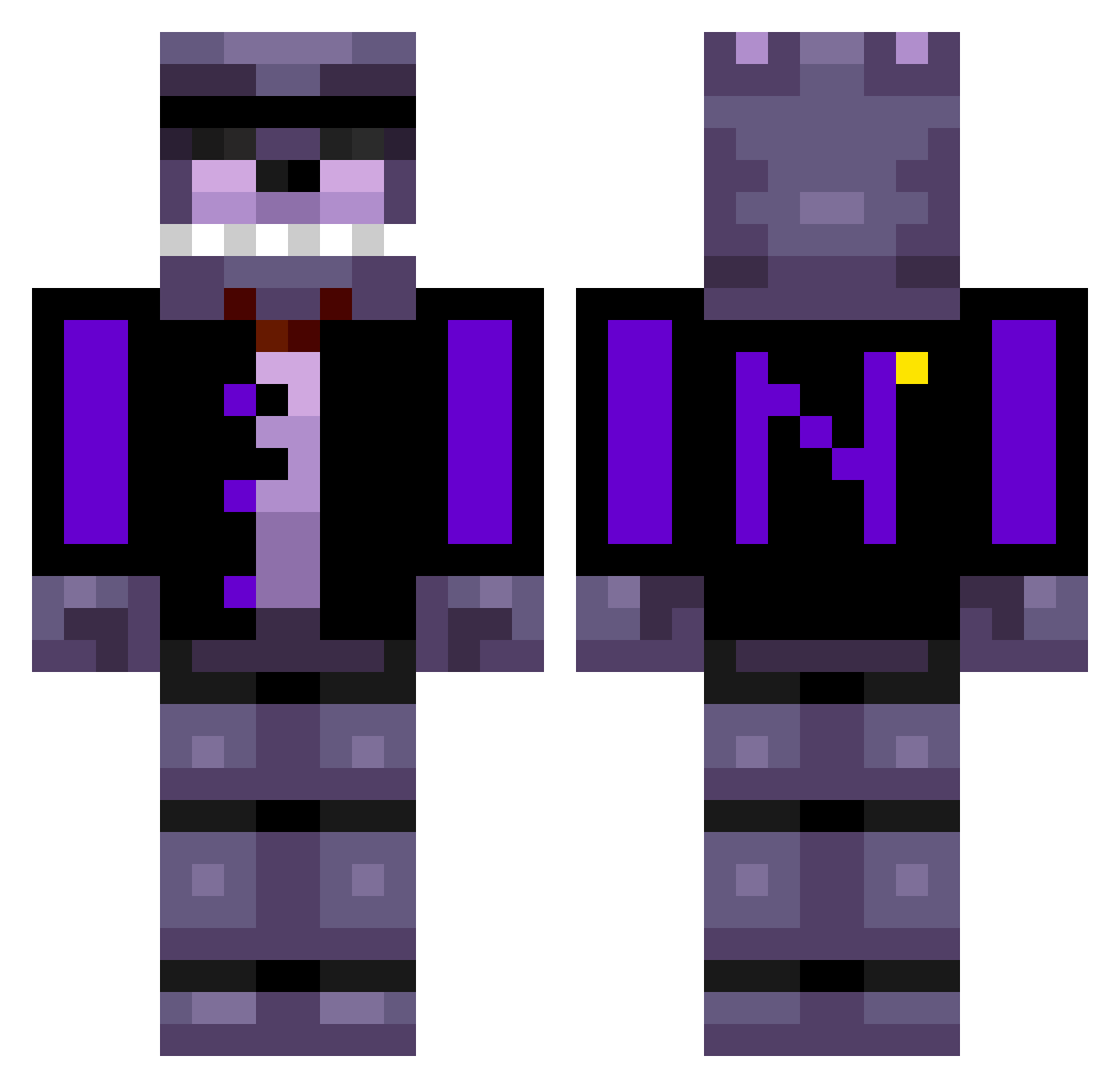 LOXGF Minecraft skin, front and back view