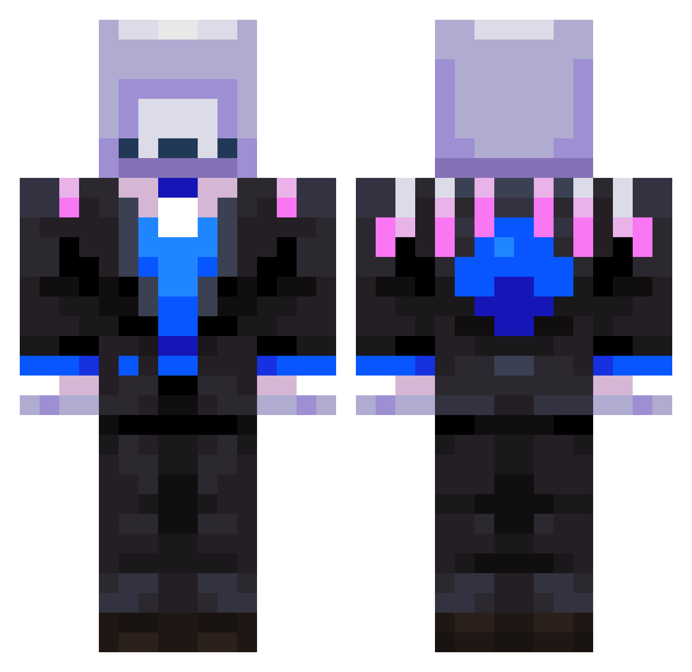 STOPDIGGININYBT Minecraft skin, front and back view