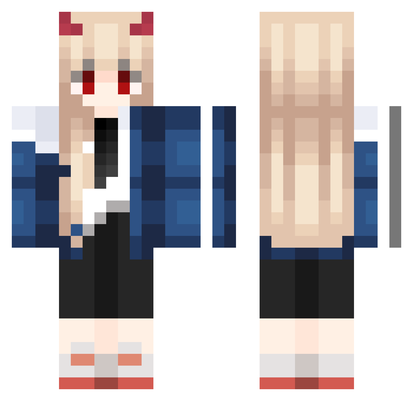 Redbad000 Minecraft skin, front and back view