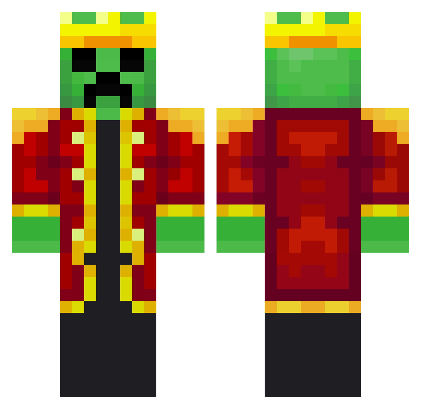 PanPachoncito Minecraft skin, front and back view