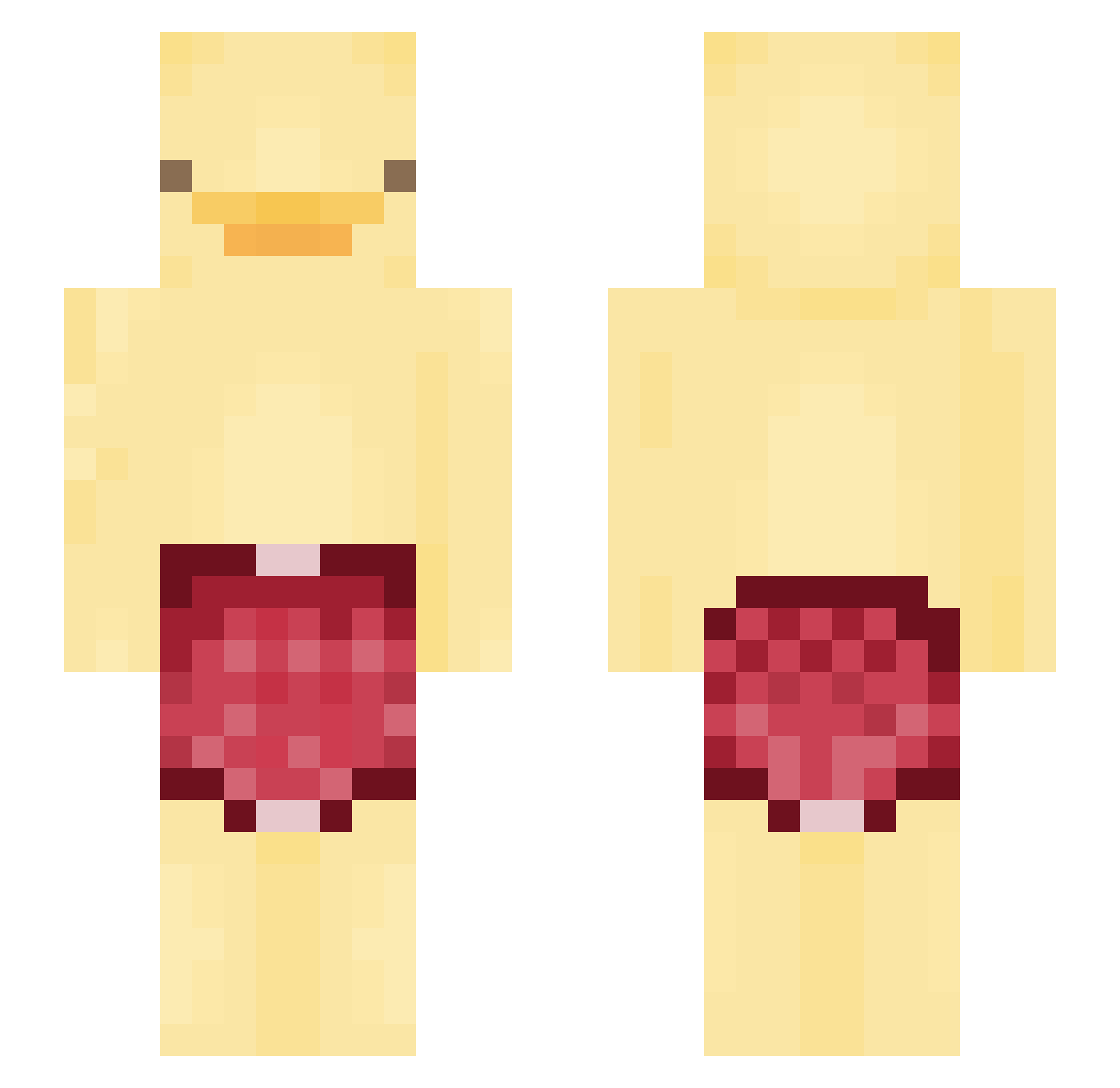 Fat_Hawaiian Minecraft skin, front and back view