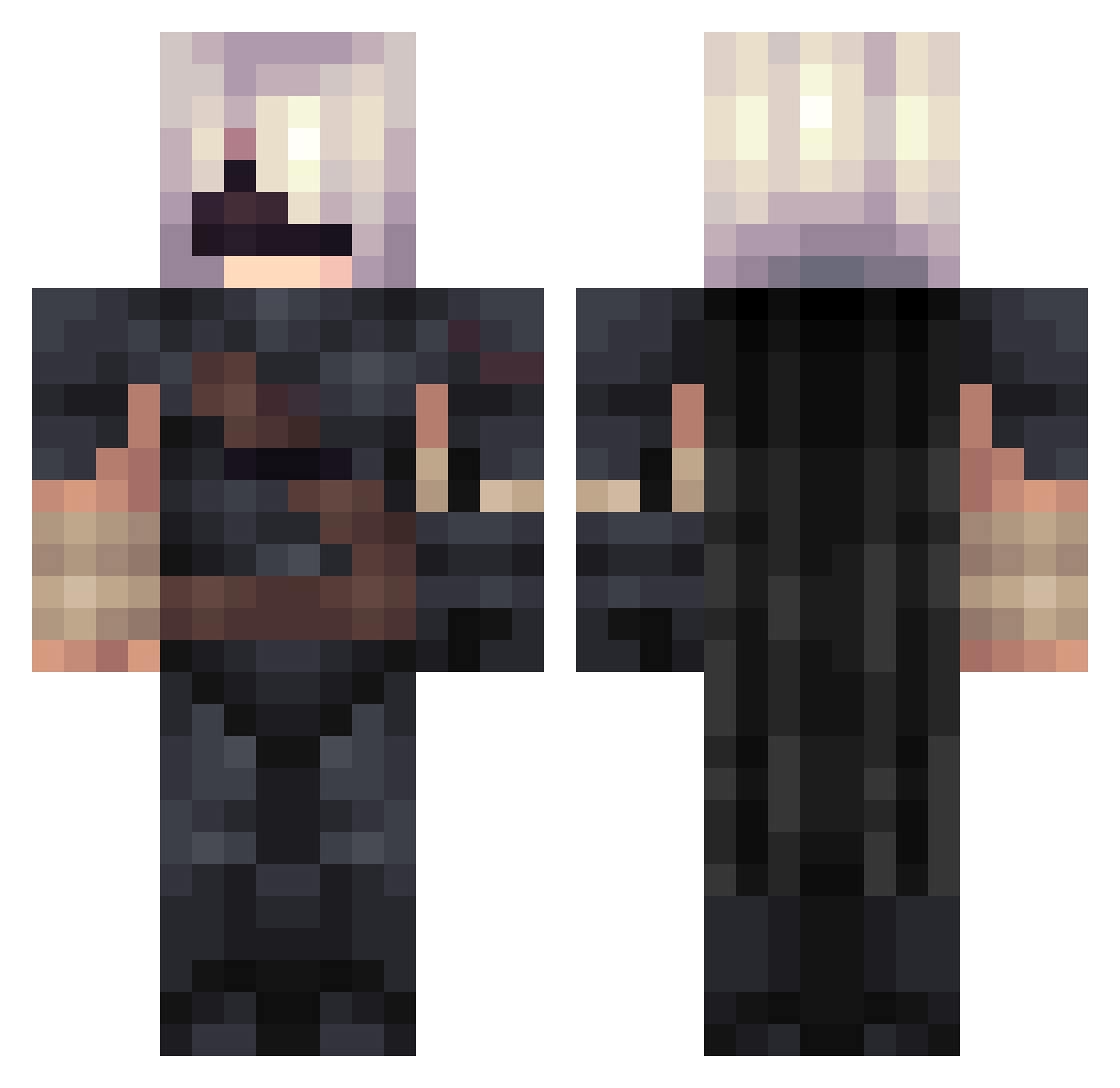 nFrostE Minecraft skin, front and back view