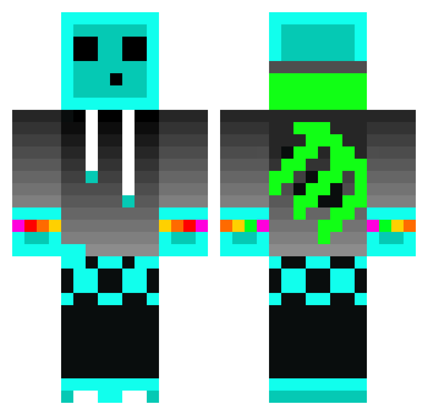 CARIBBEANS Minecraft skin, front and back view