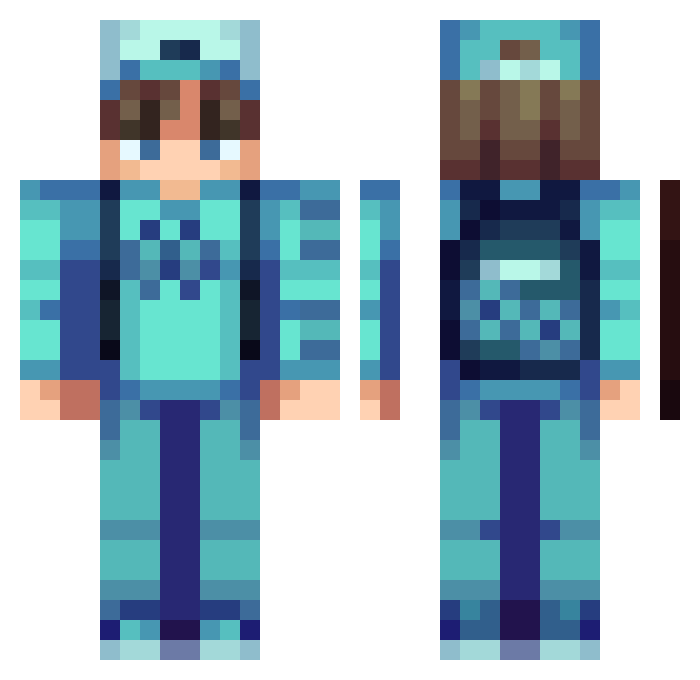 GrobiDnB Minecraft skin, front and back view