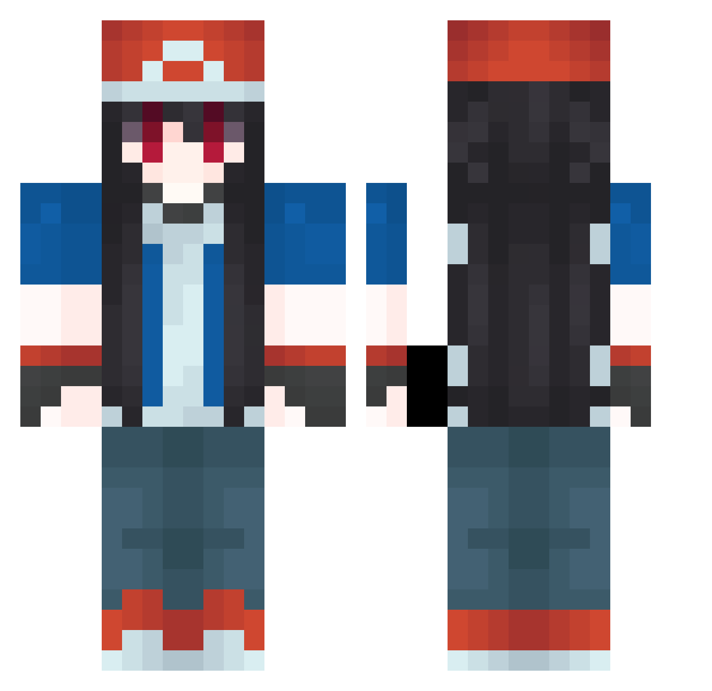 Luxkaa Minecraft skin, front and back view
