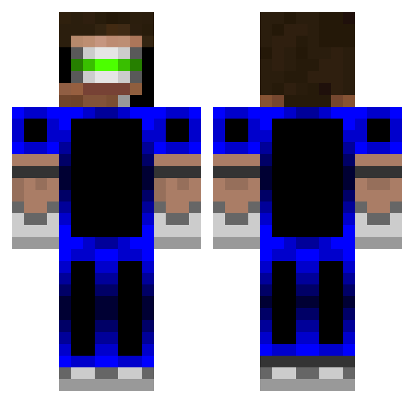 Spoking Minecraft skin, front and back view