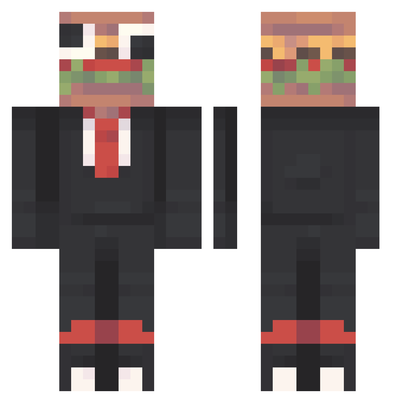 BananaTr Minecraft skin, front and back view