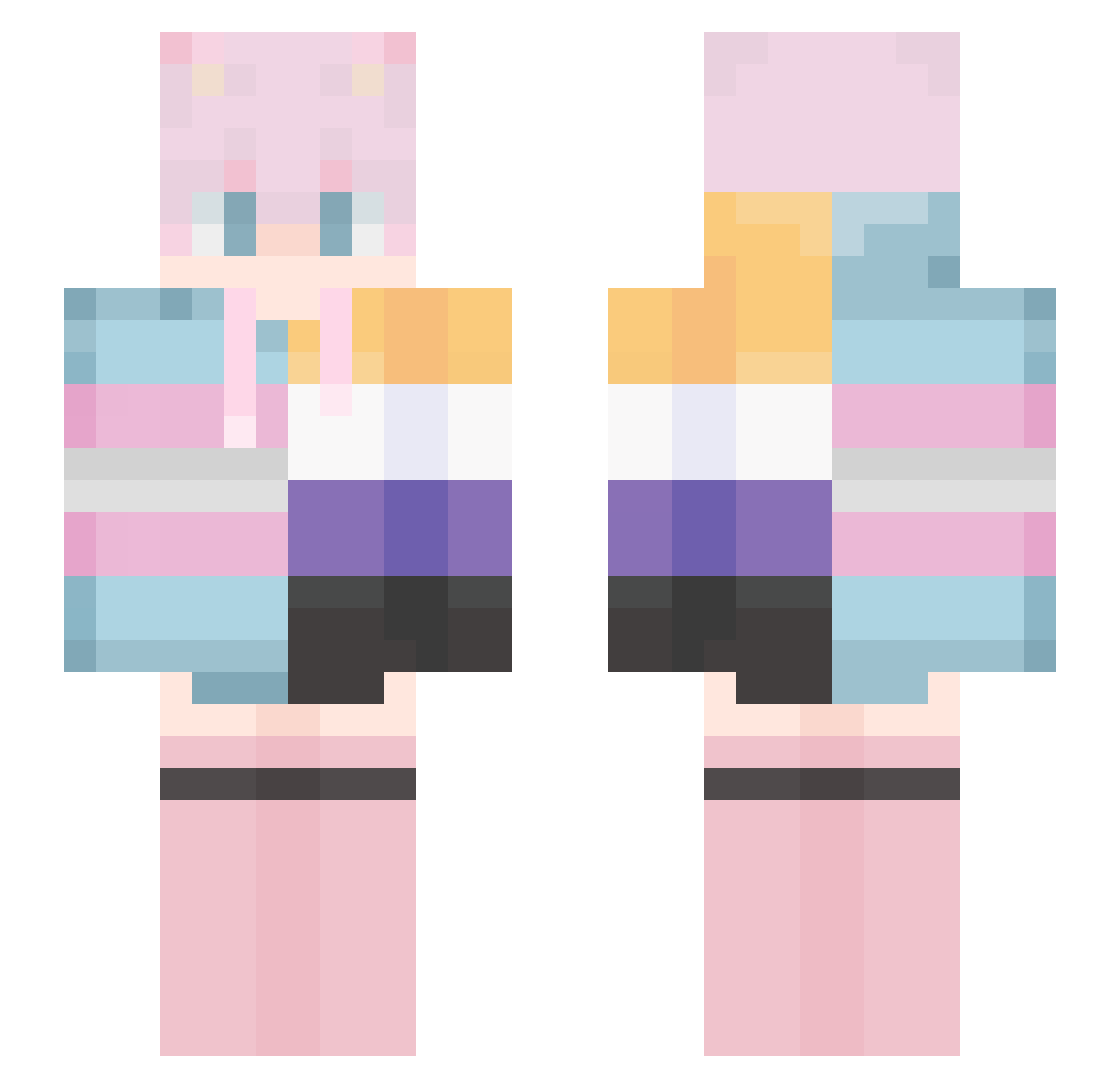 armchiarshark Minecraft skin, front and back view