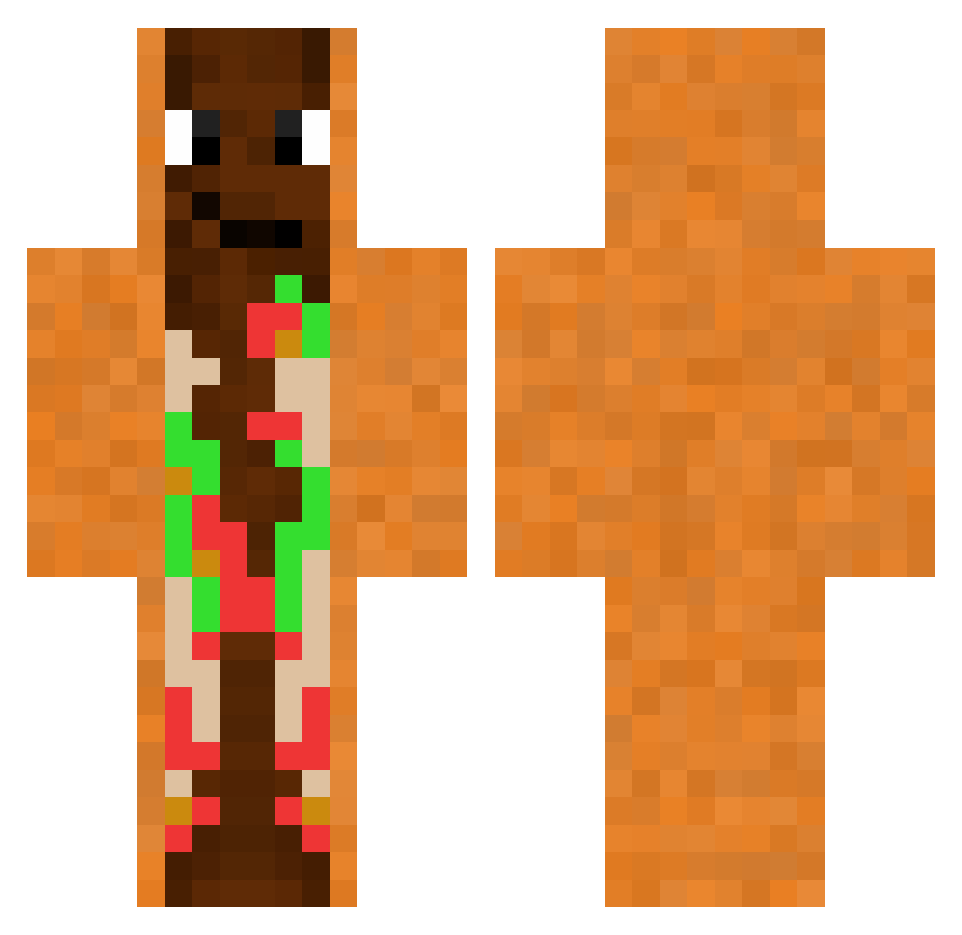 16O00 Minecraft skin, front and back view