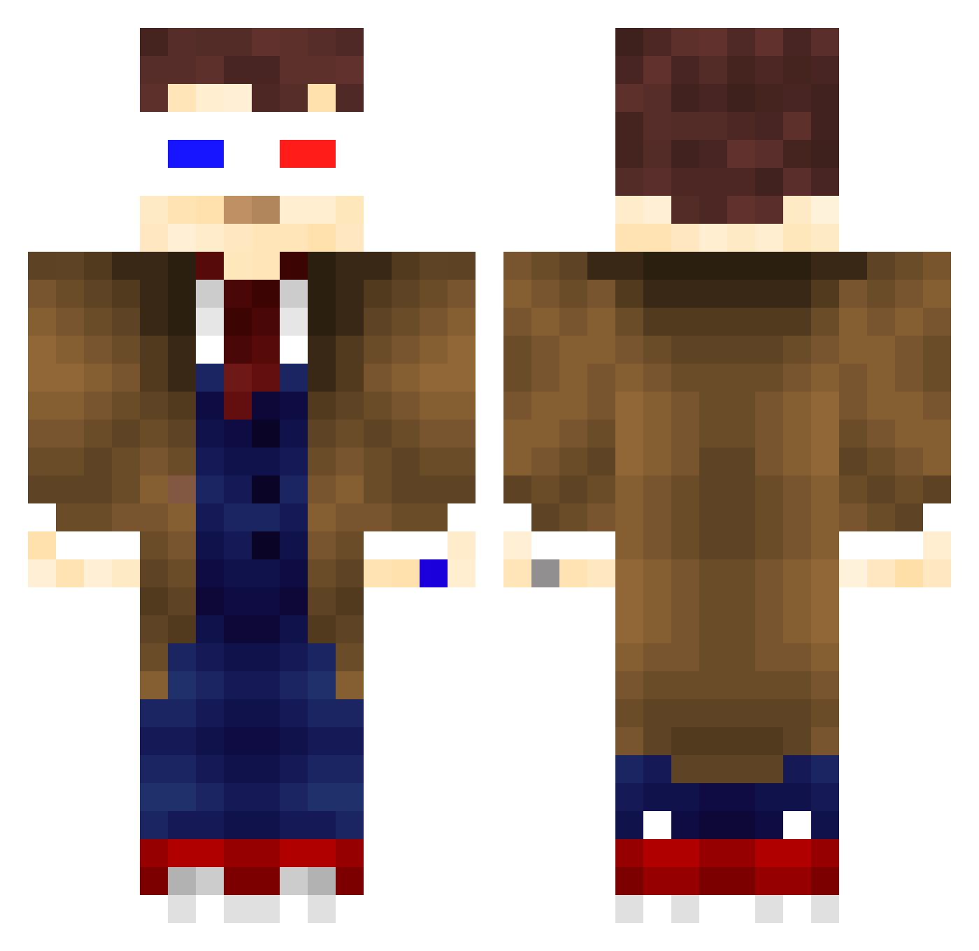 ManKiwi Minecraft skin, front and back view