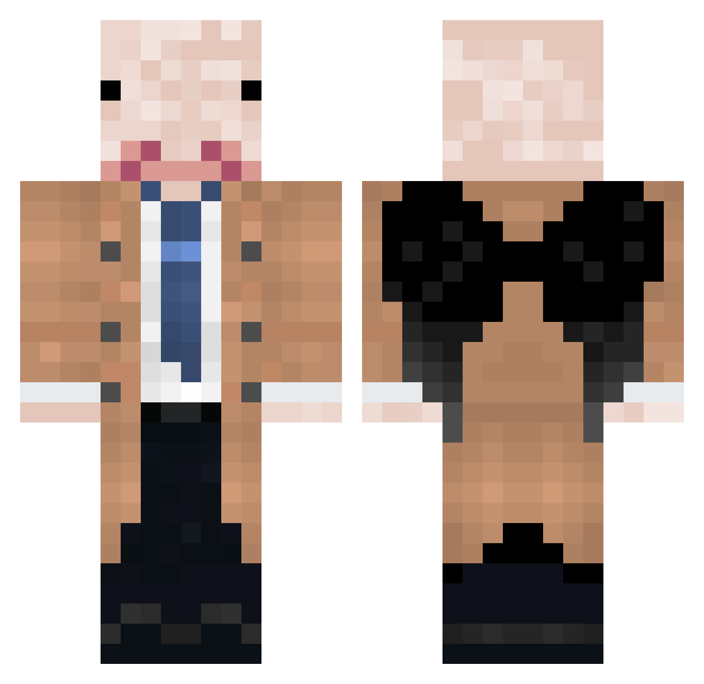 HeartbreakHobama Minecraft skin, front and back view
