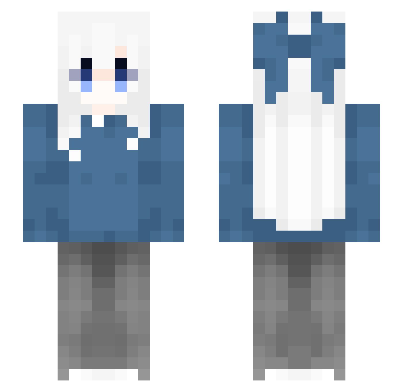 Schatzsuche Minecraft skin, front and back view