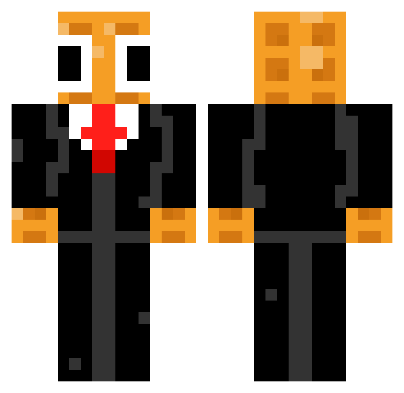 SirWafflesworth Minecraft skin, front and back view