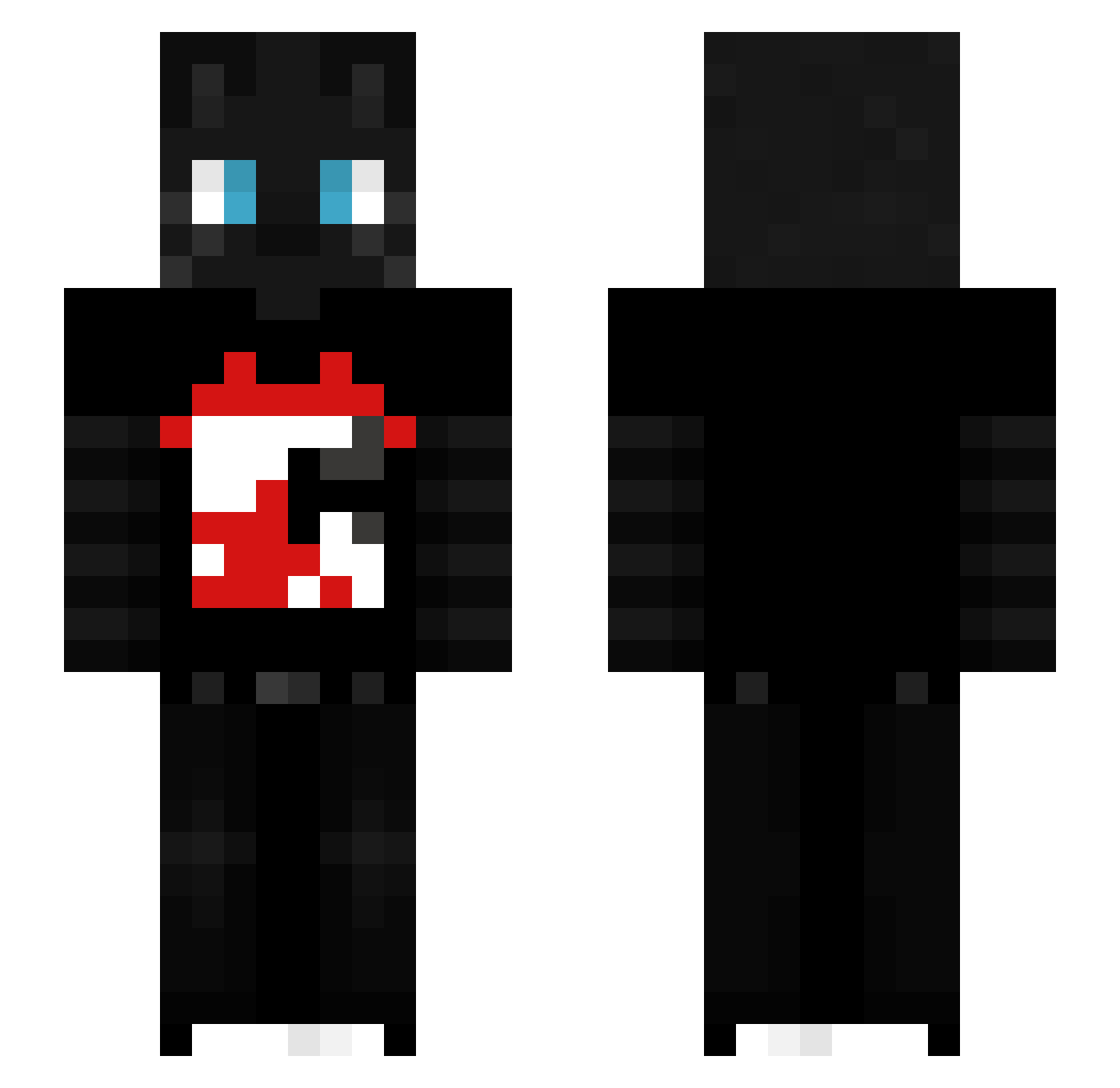 JakeTheSnache Minecraft skin, front and back view