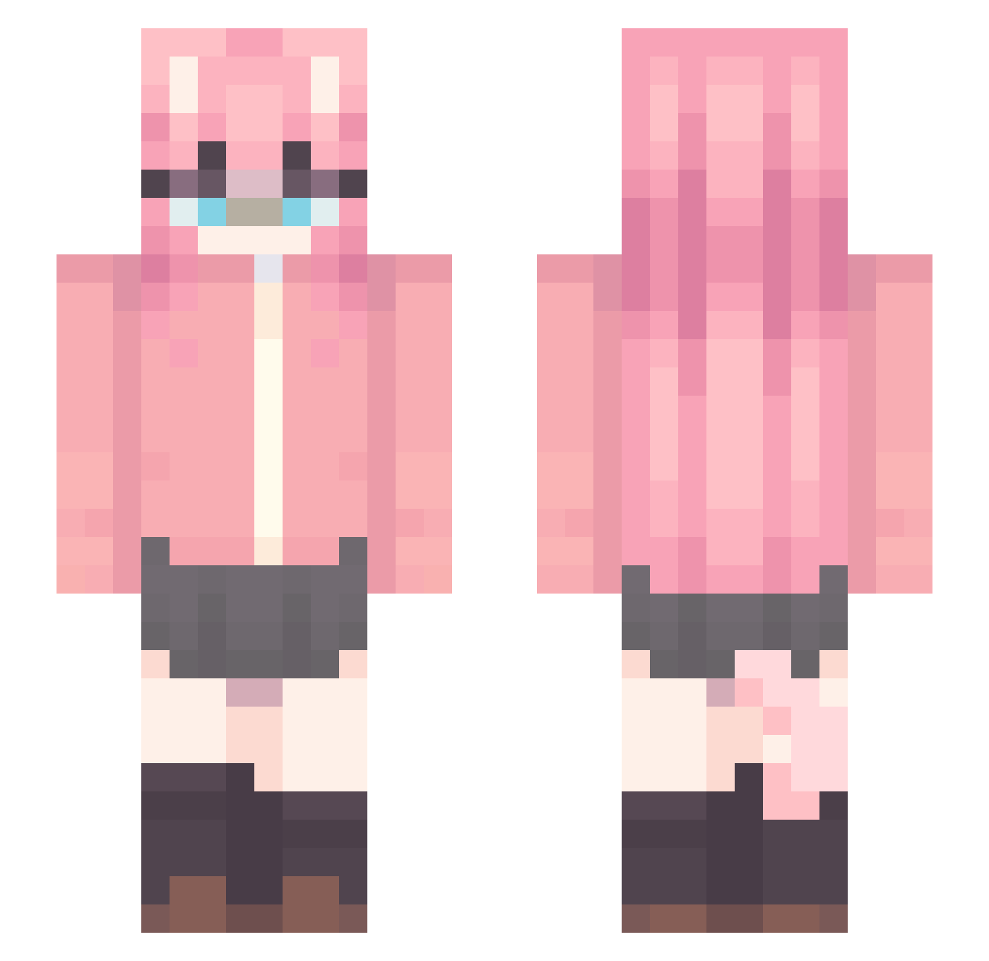ShinraDMC Minecraft skin, front and back view