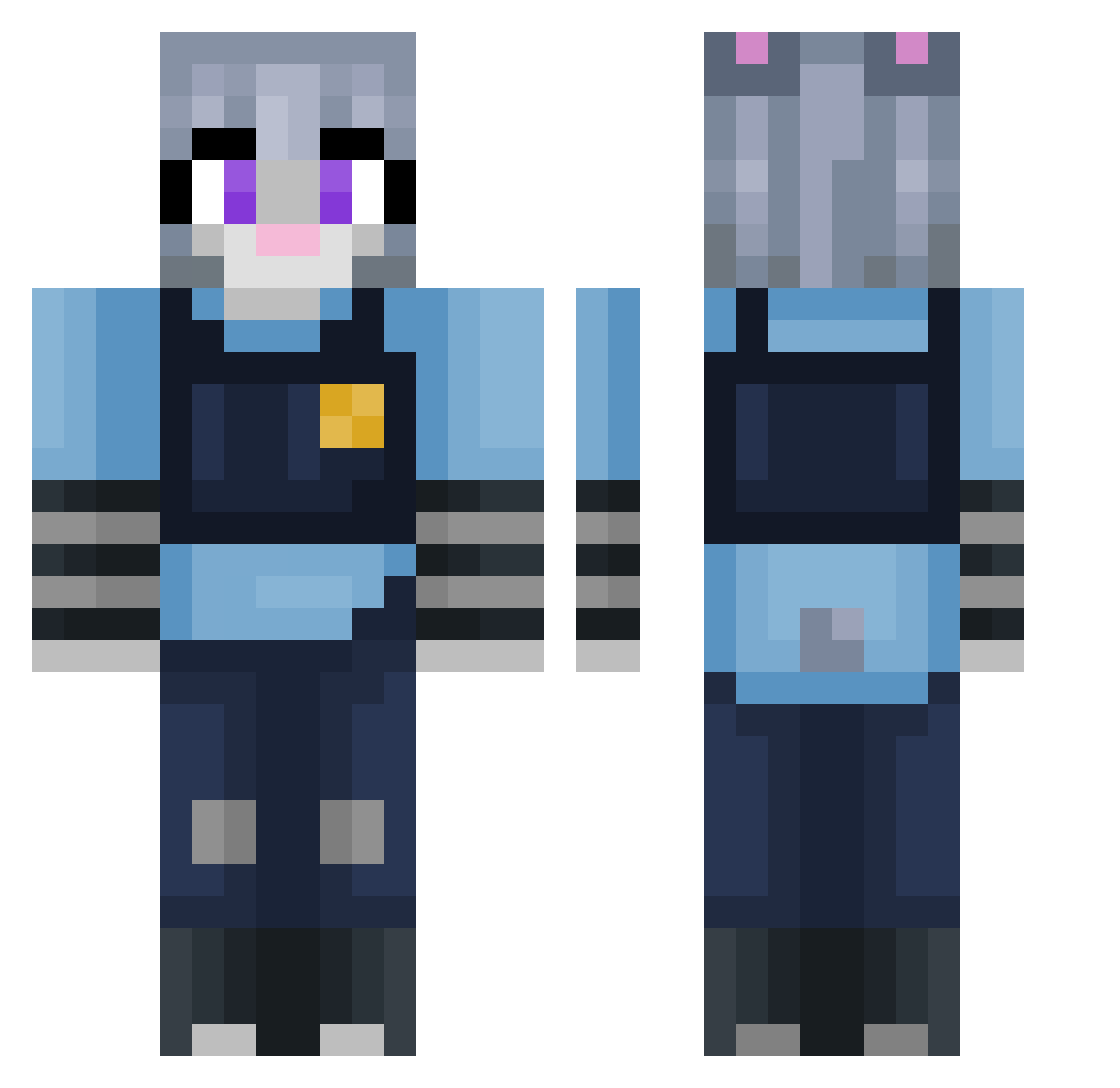 judyHoppsMace Minecraft skin, front and back view