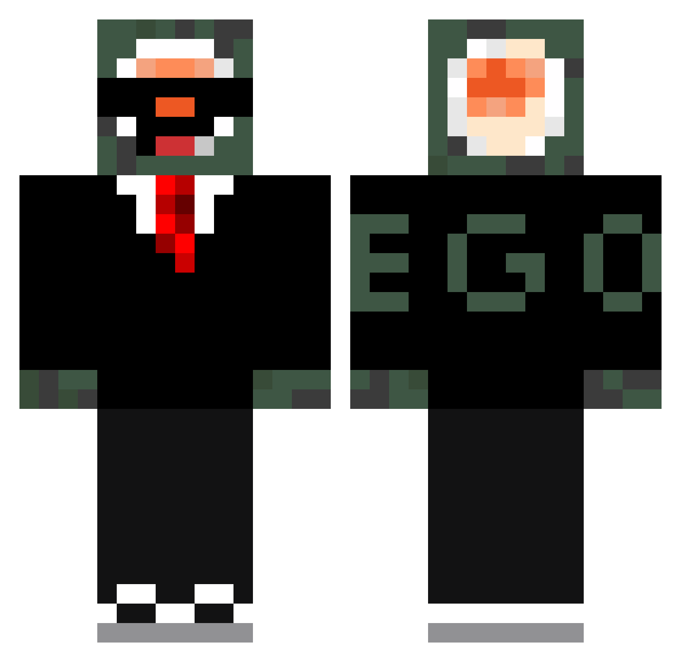 TofuIsHere Minecraft skin, front and back view