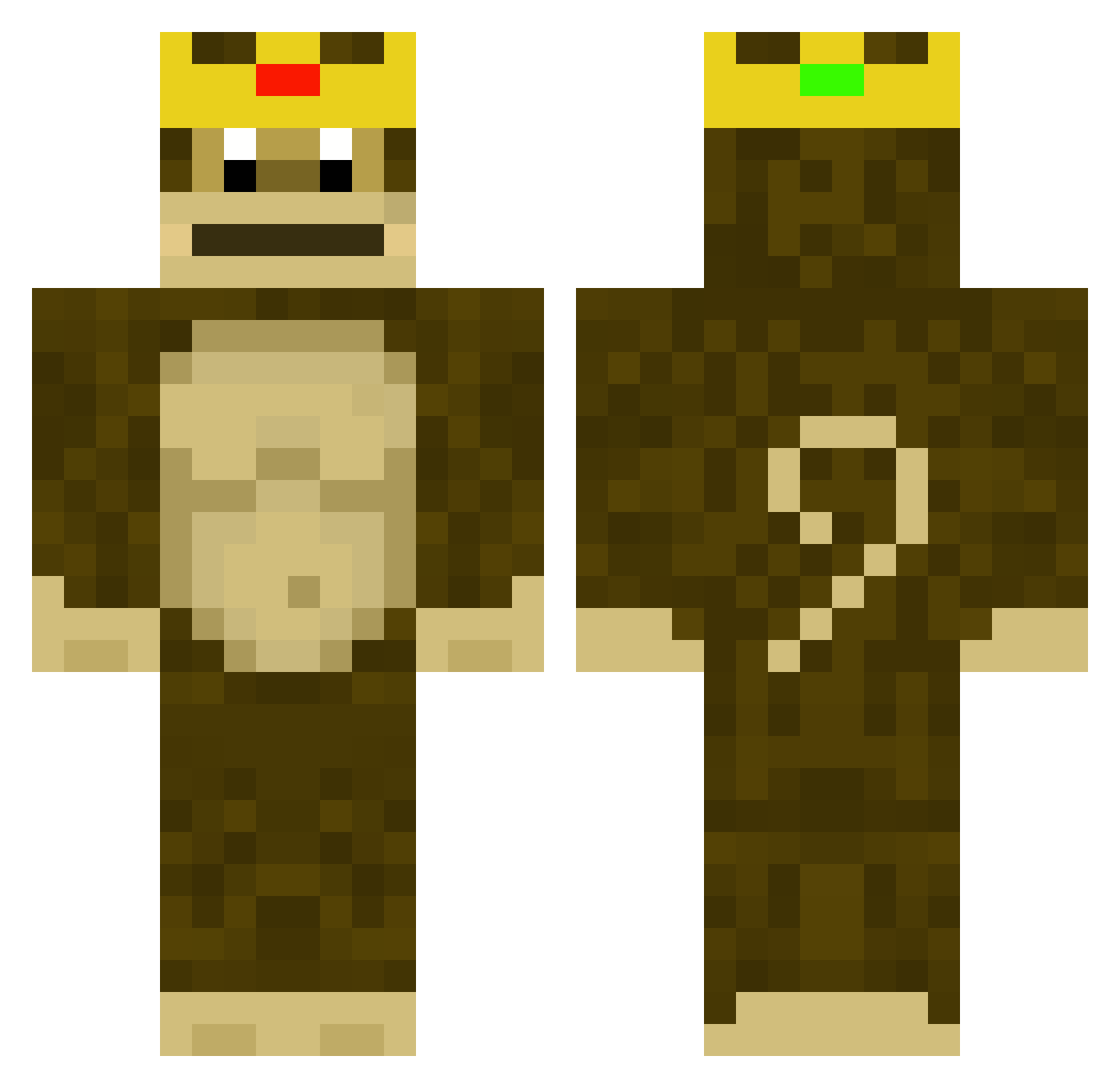 GrubyDycha Minecraft skin, front and back view