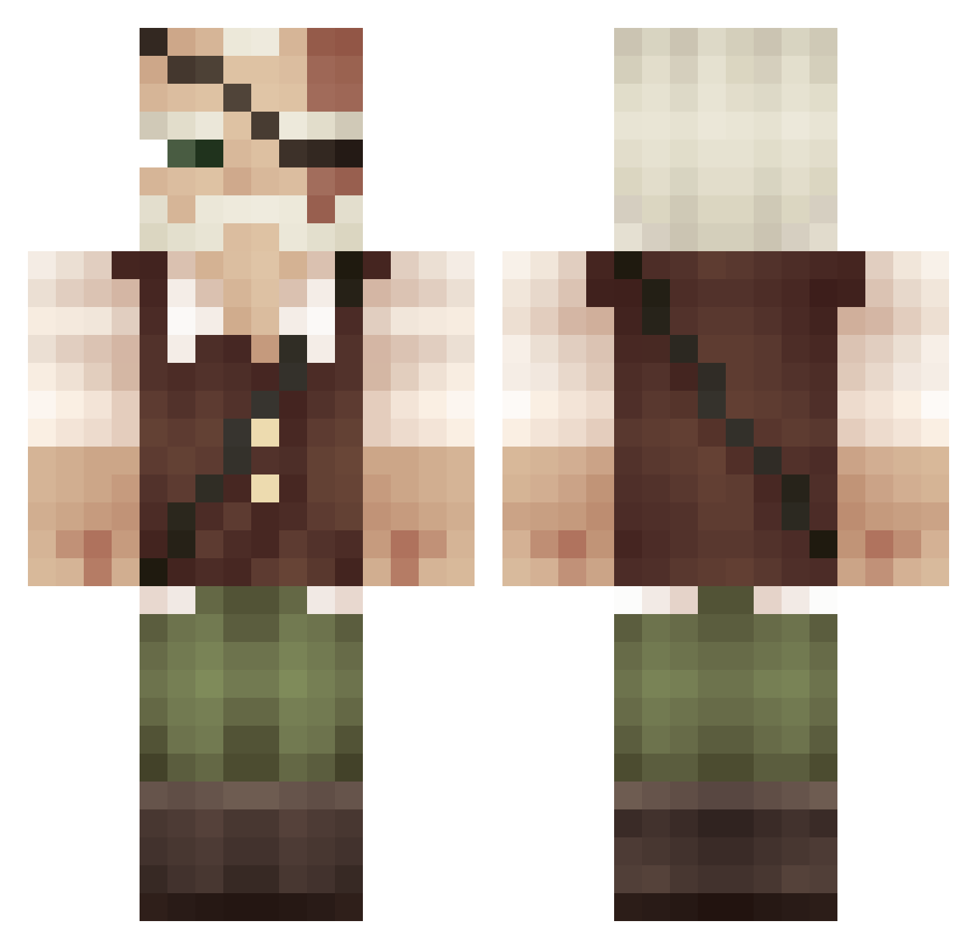 Trinthas Minecraft skin, front and back view