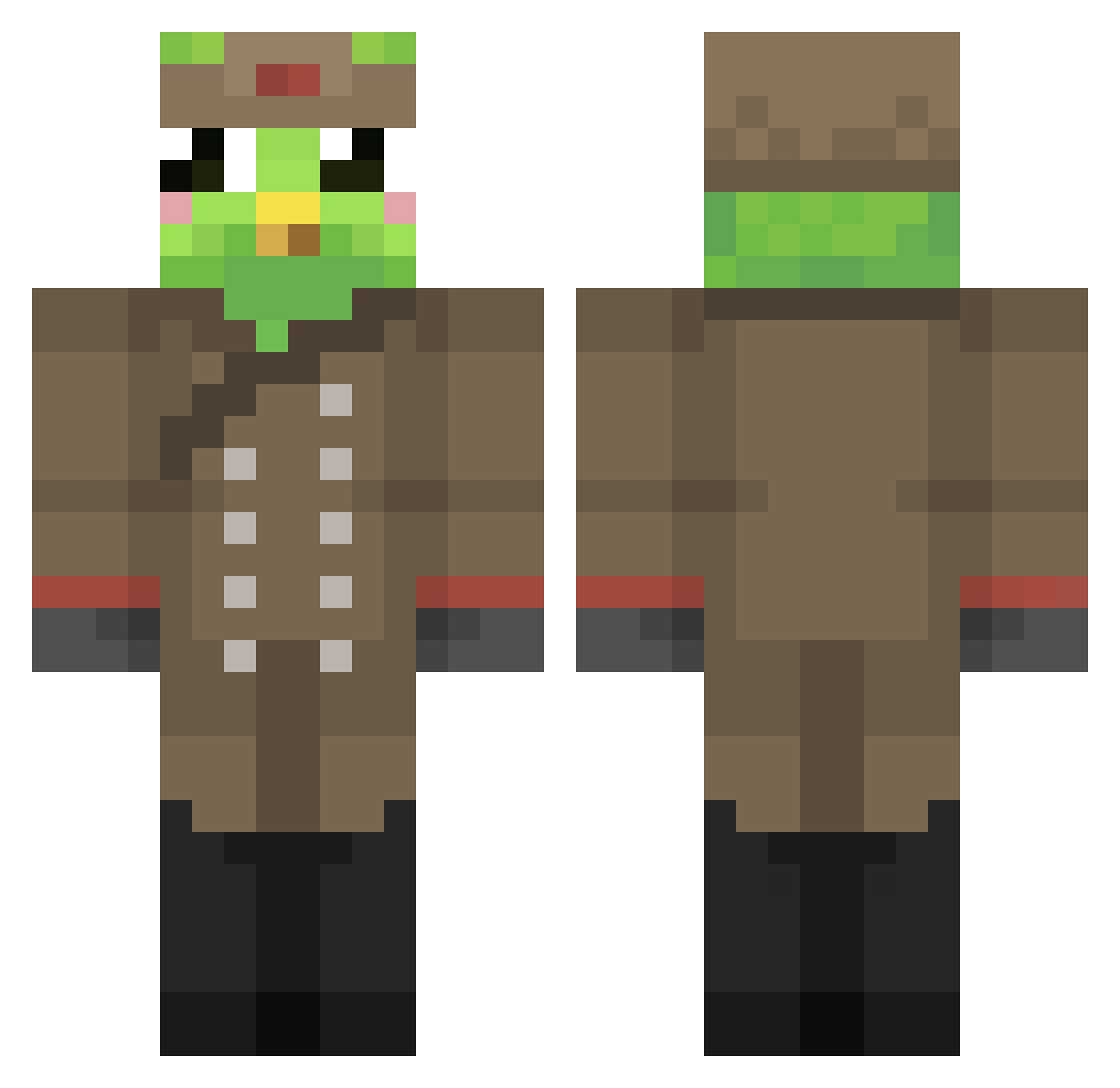 fledglingg Minecraft skin, front and back view