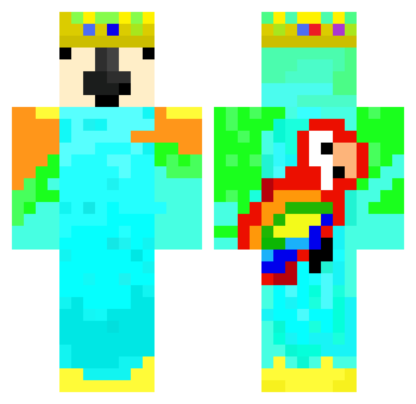Plum6usMasterXD Minecraft skin, front and back view