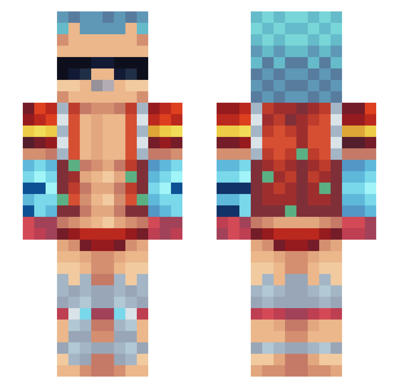 Xzeldarate Minecraft skin, front and back view