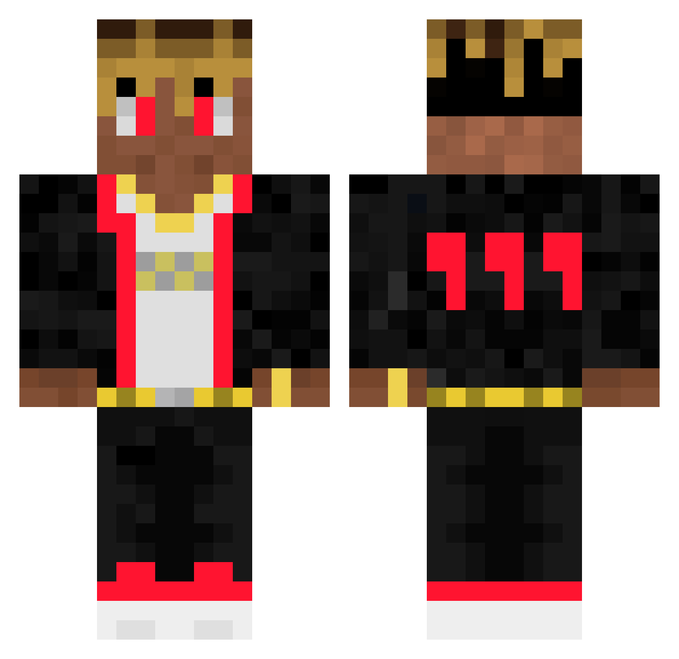 RED_YSN Minecraft skin, front and back view