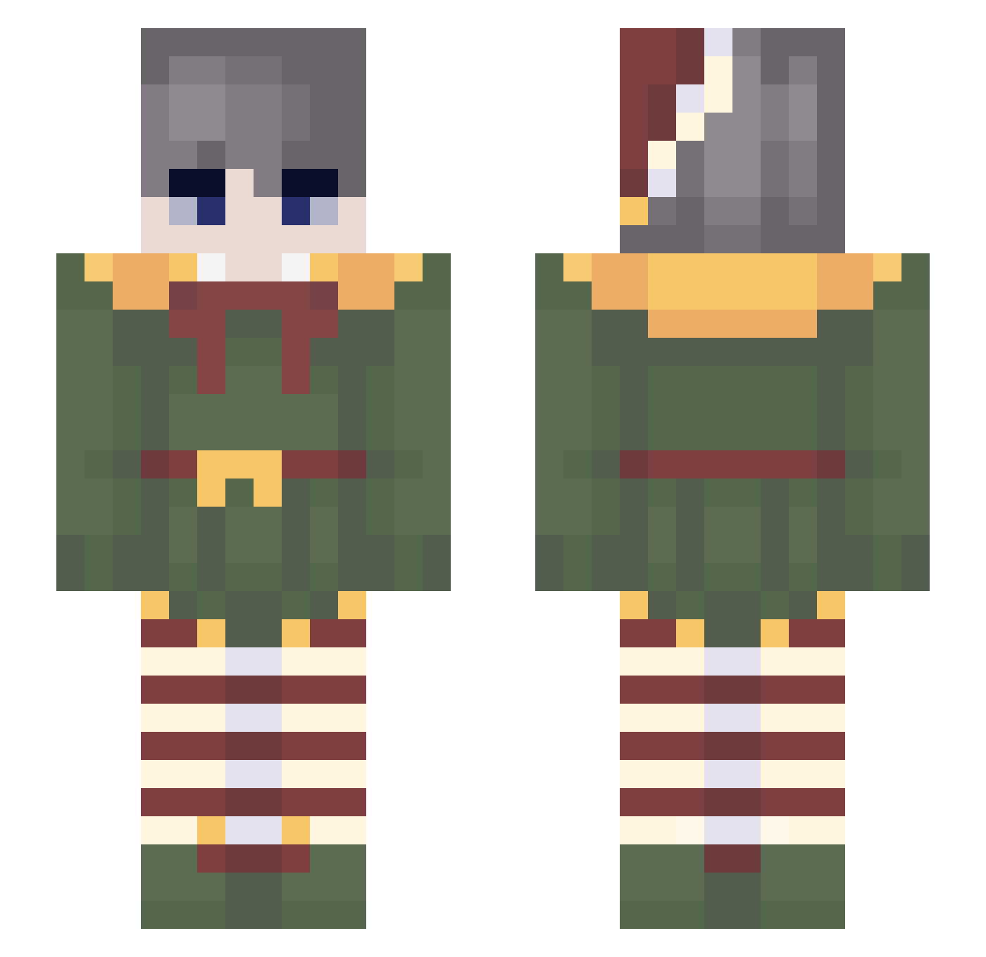 whvley Minecraft skin, front and back view