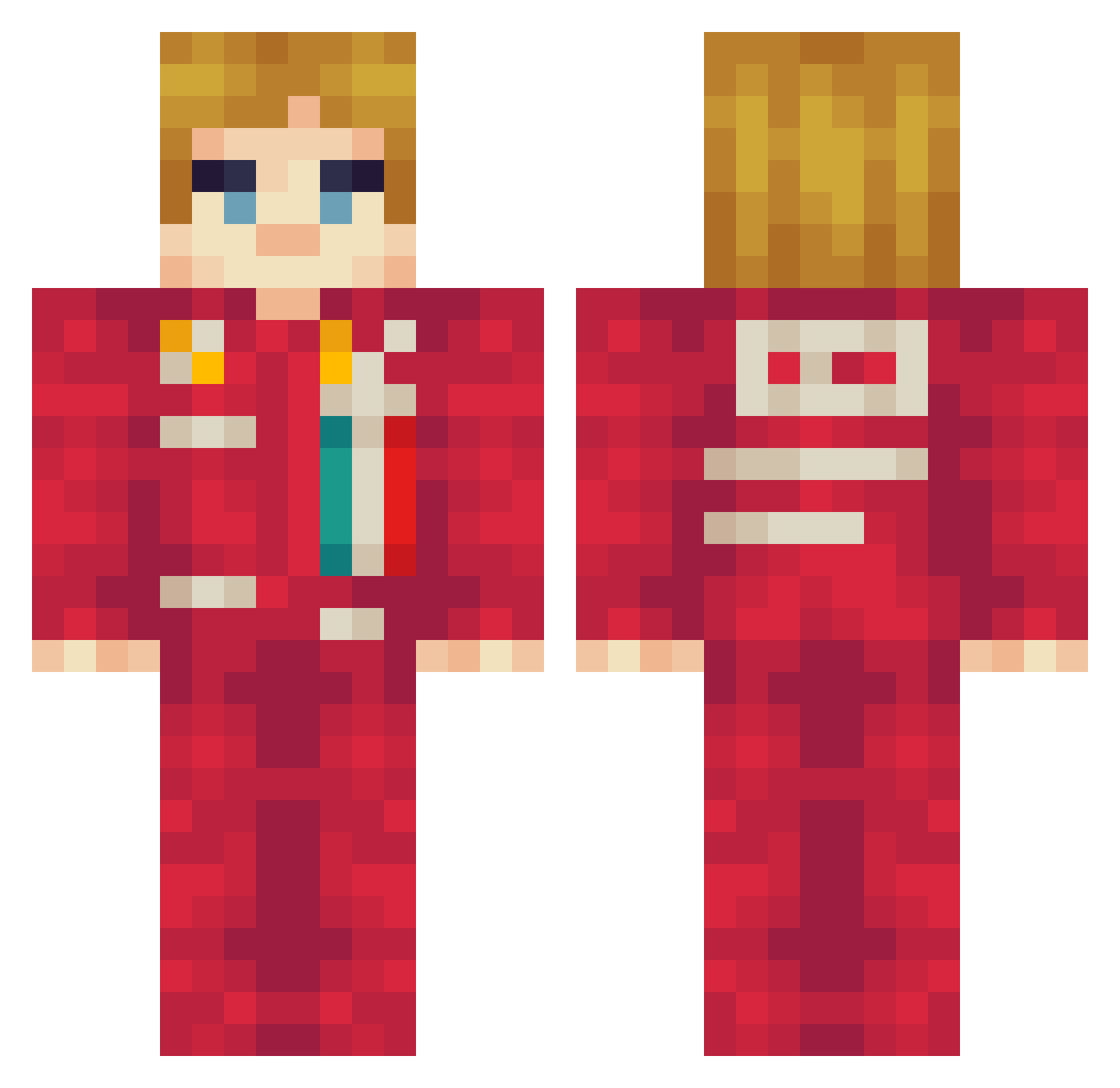 FlameSkyZ Minecraft skin, front and back view