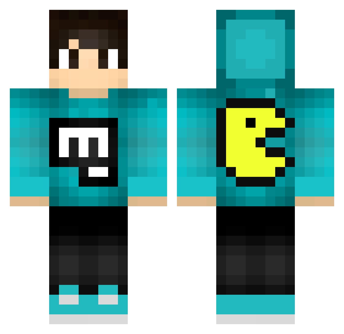 VictorBoyGamers Minecraft skin, front and back view