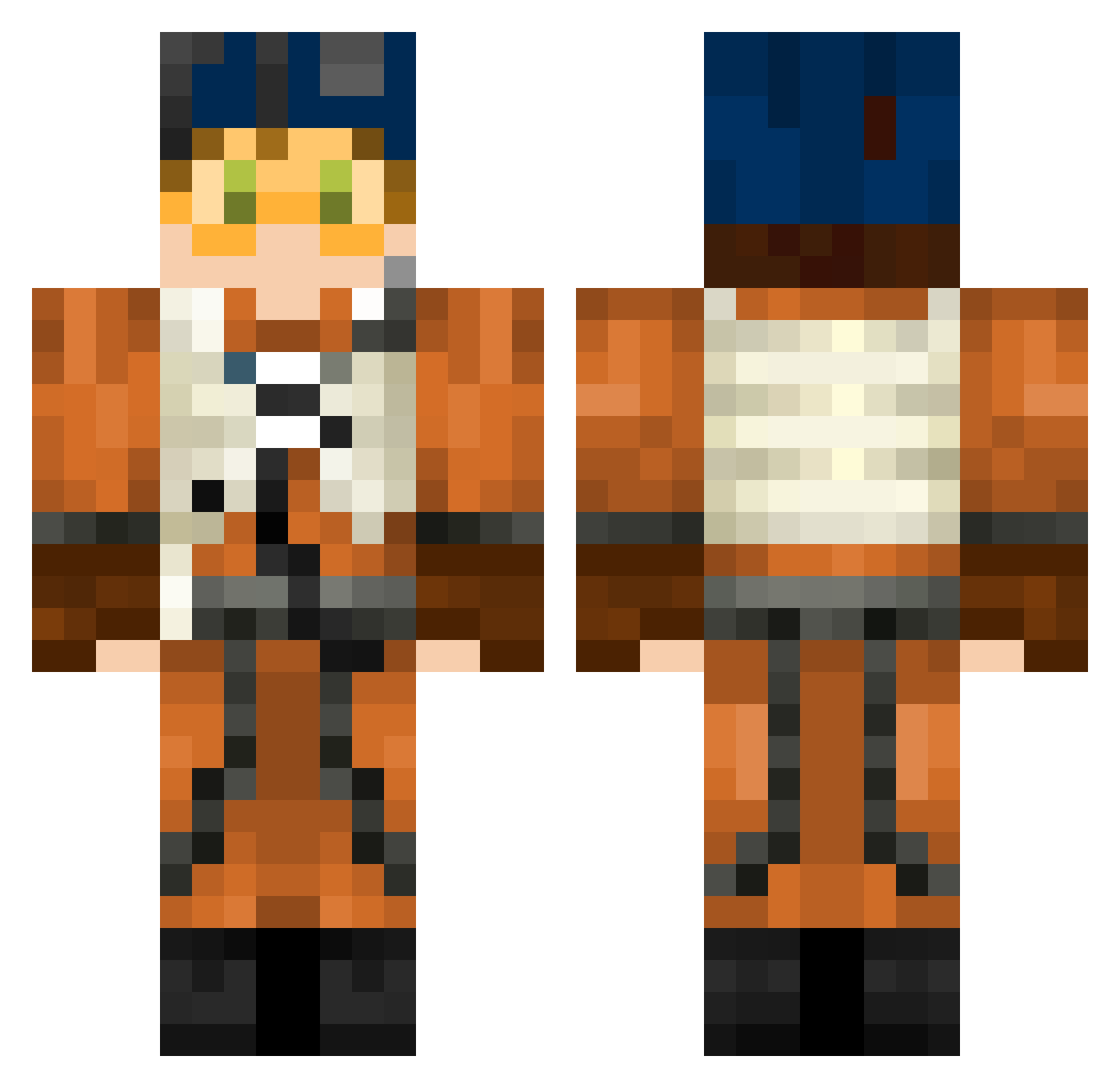 Dustin132 Minecraft skin, front and back view