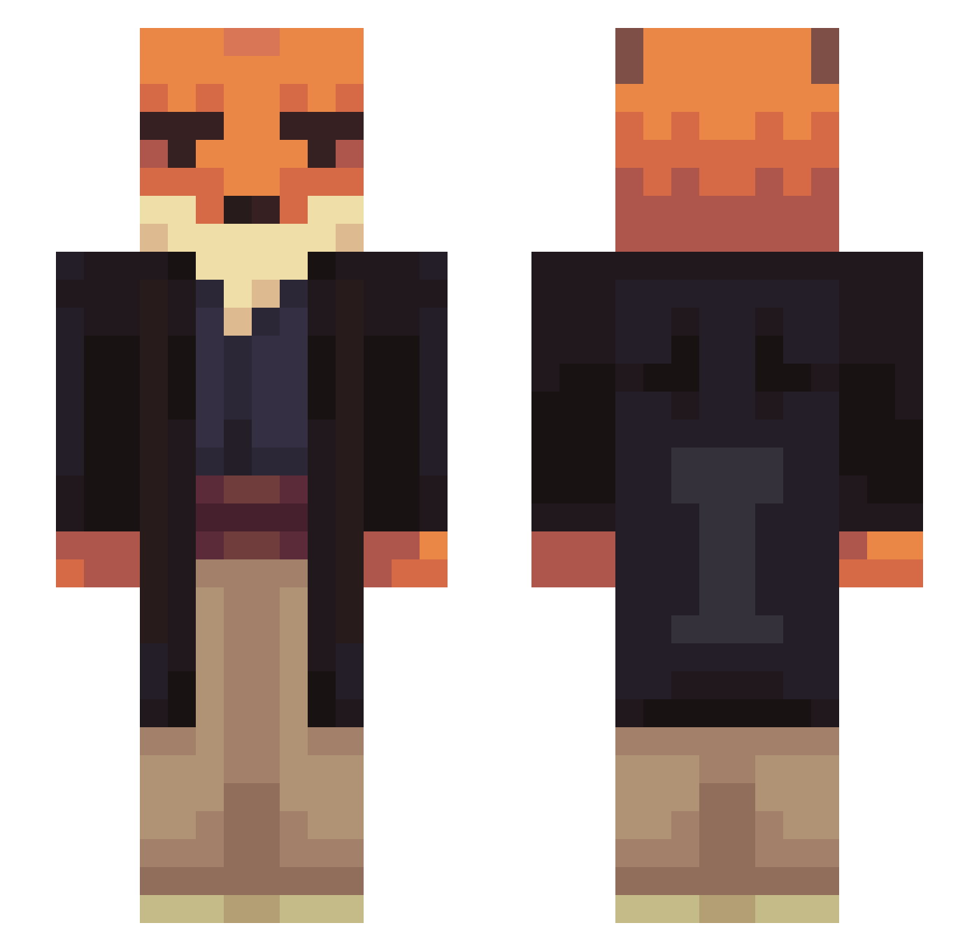 Akella Minecraft skin, front and back view