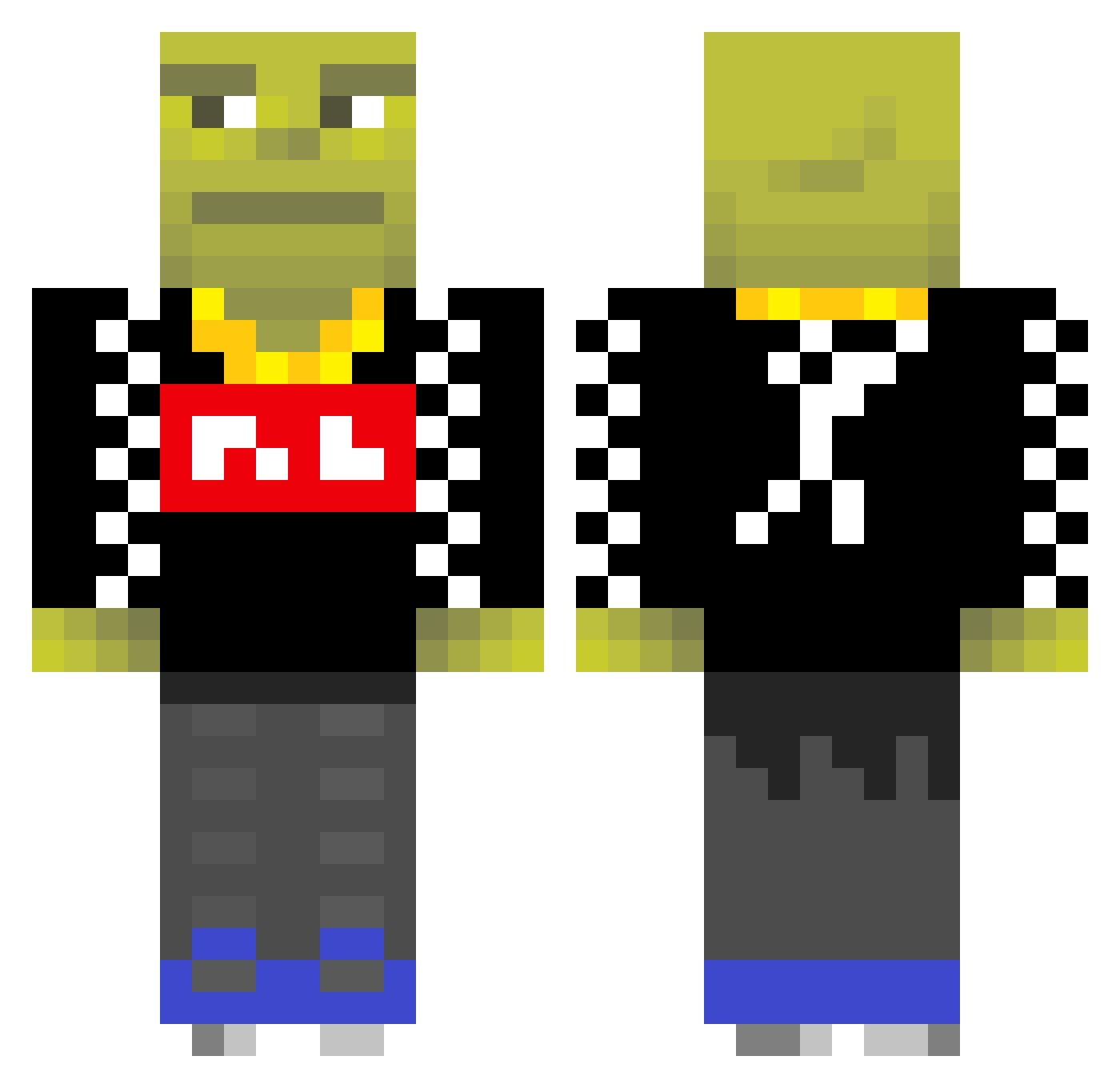 Hoopatoesies713 Minecraft skin, front and back view