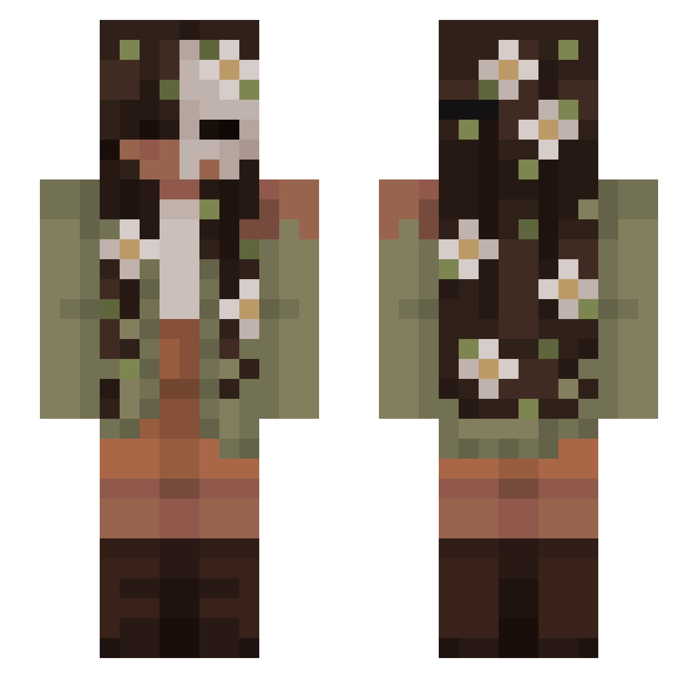 Mealz0 Minecraft skin, front and back view