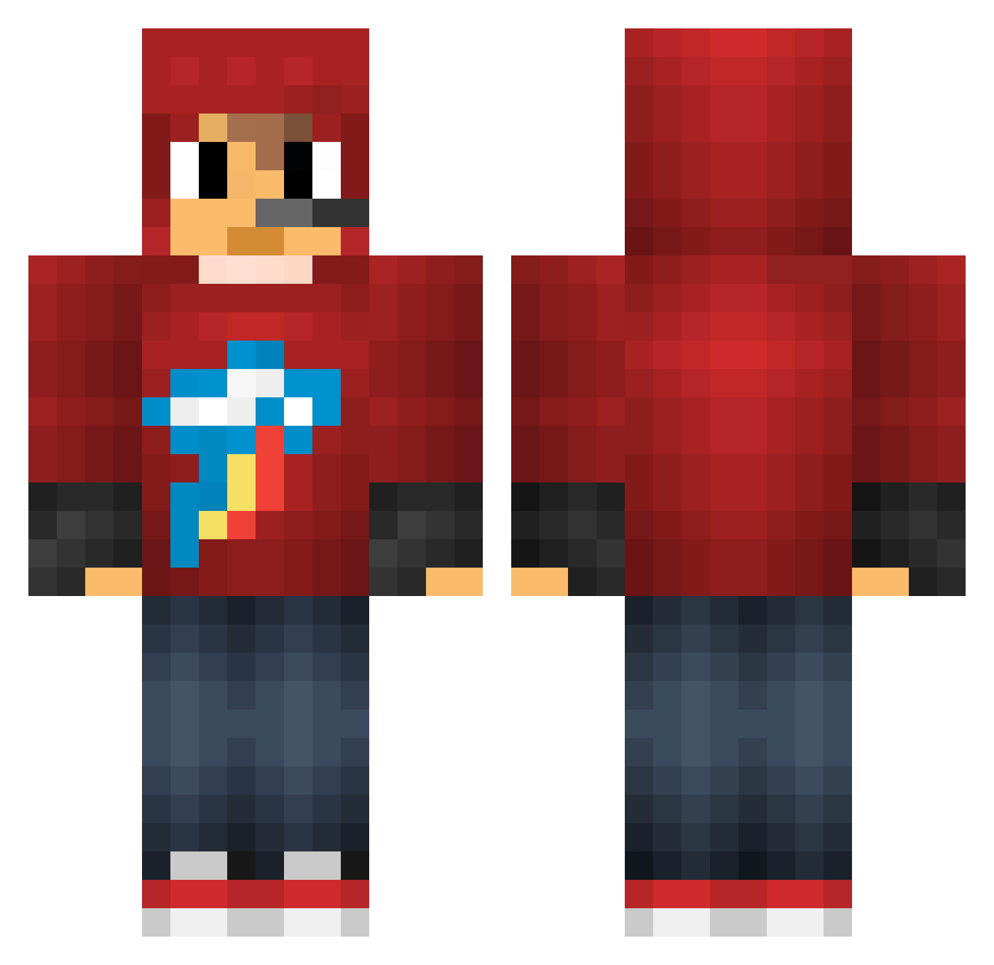AlexpizzaxD Minecraft skin, front and back view