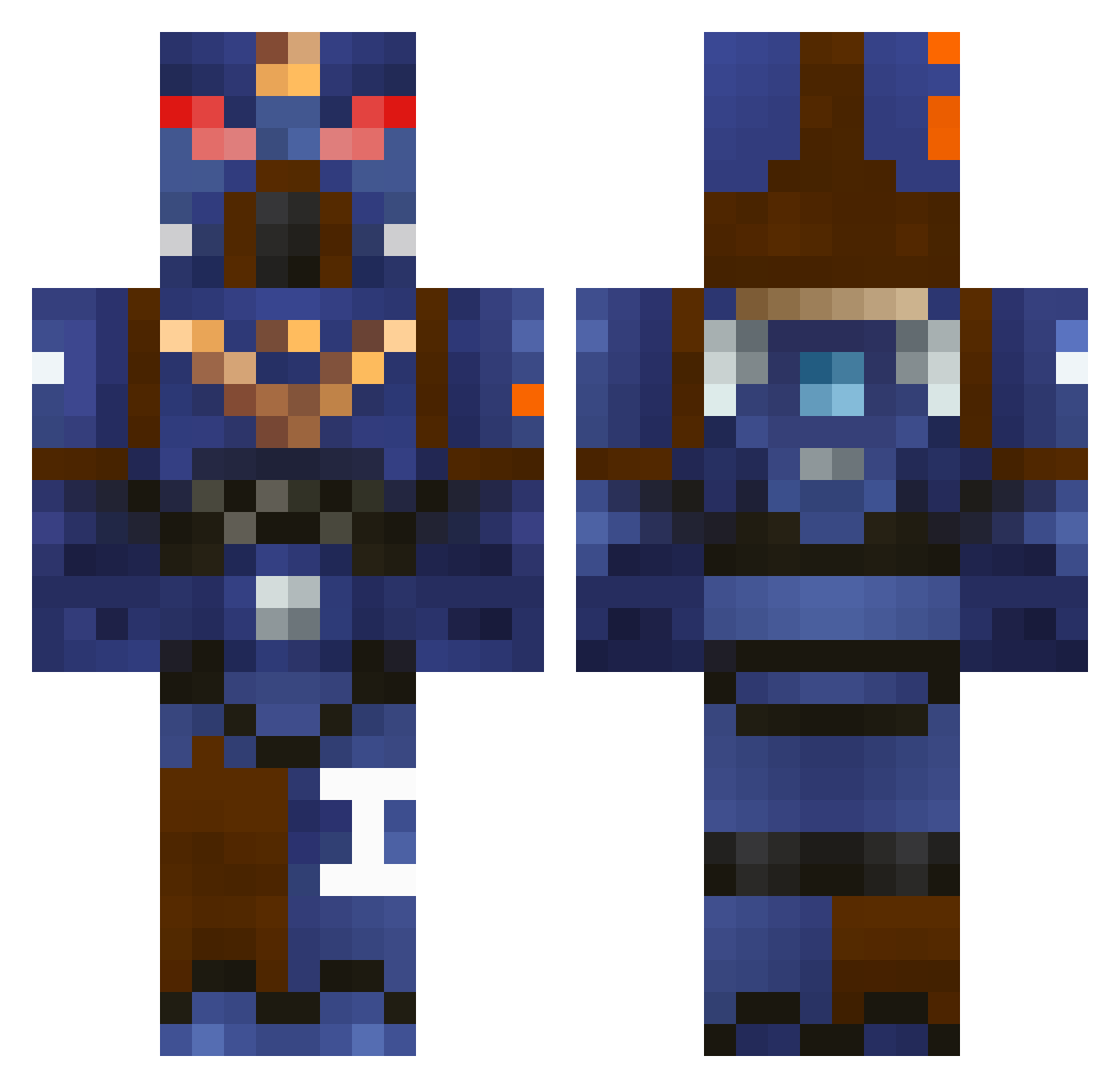 Deinodon Minecraft skin, front and back view