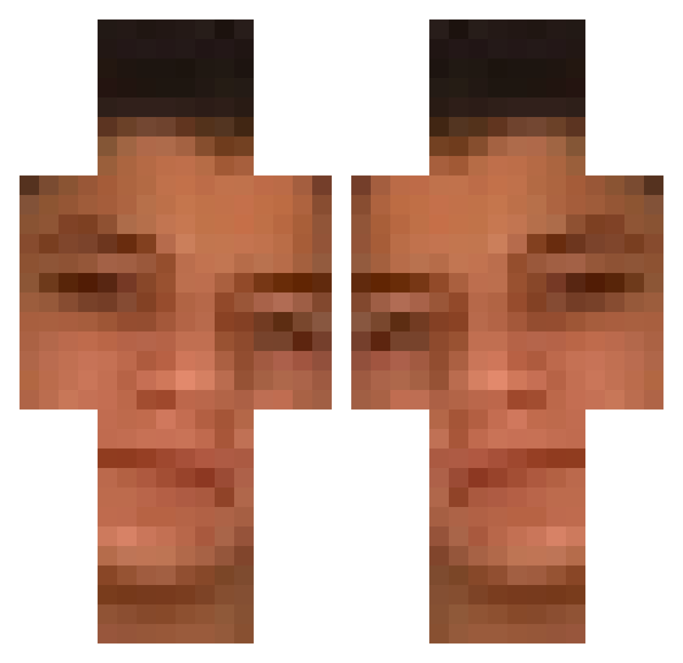ZackPaster Minecraft skin, front and back view