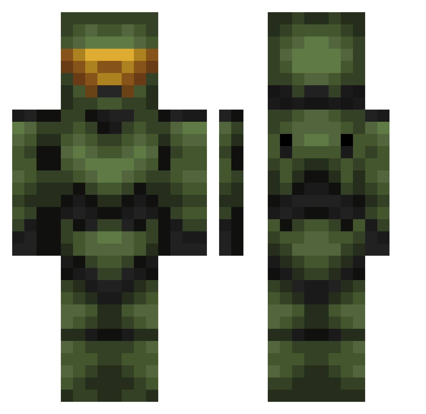 CyberPanzer Minecraft skin, front and back view