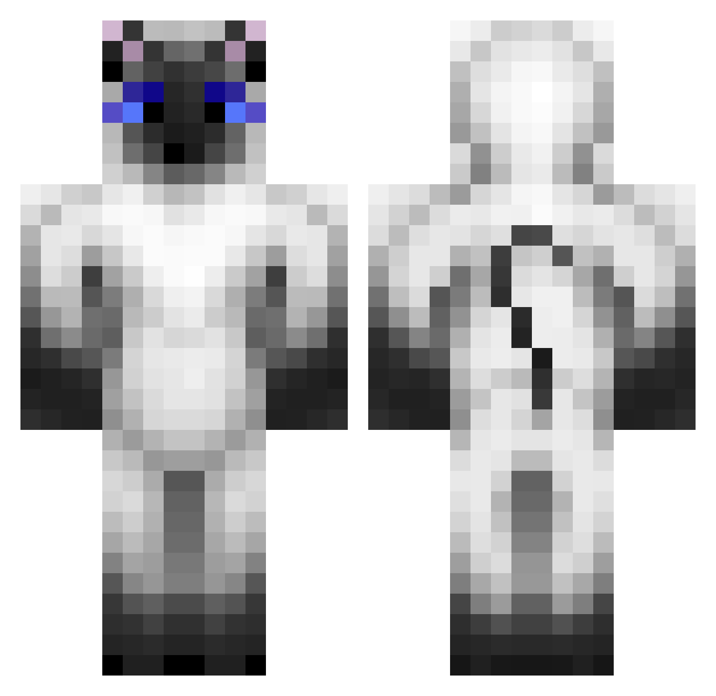 pyramoe Minecraft skin, front and back view