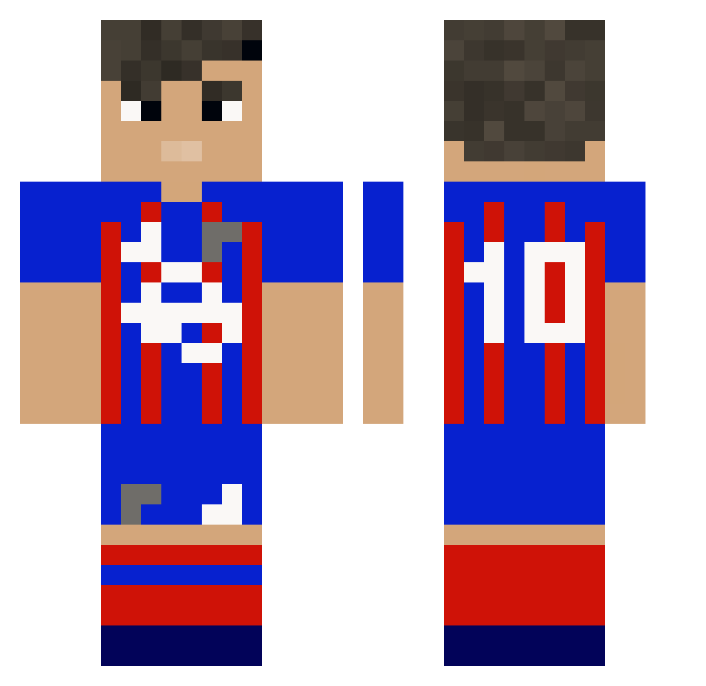 xsoccerFREAK5 Minecraft skin, front and back view