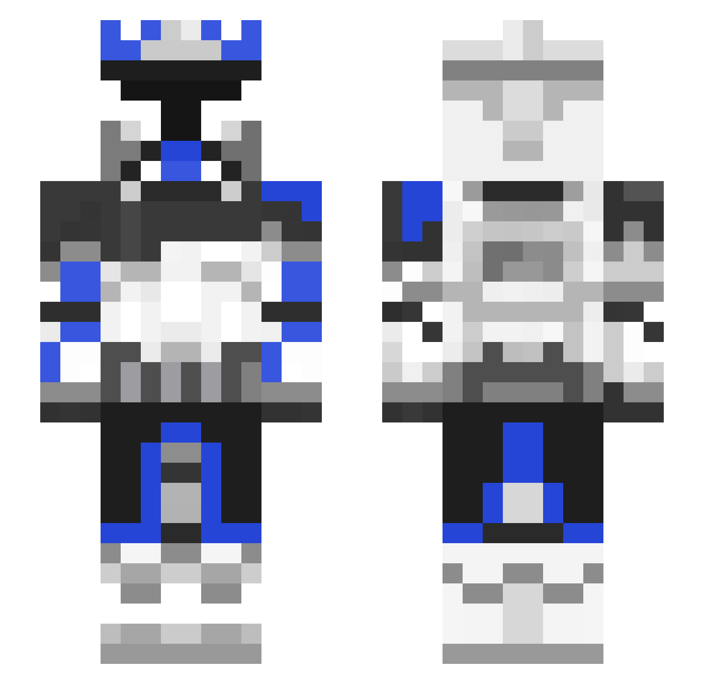 GNSFx14 Minecraft skin, front and back view