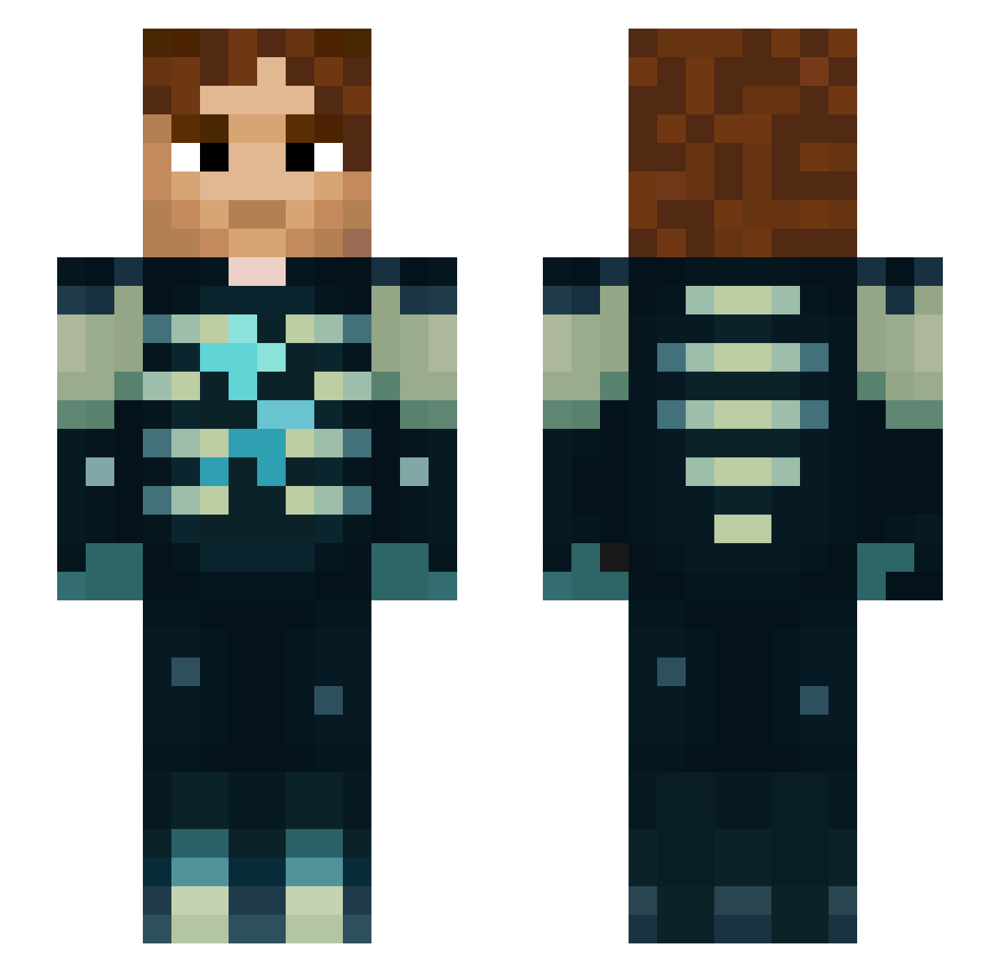 Pers0nality Minecraft skin, front and back view