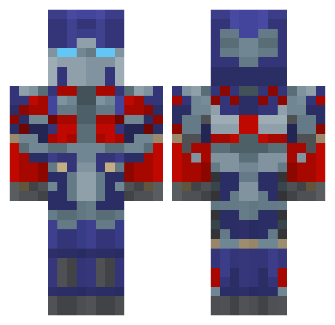 JumpStyler54 Minecraft skin, front and back view