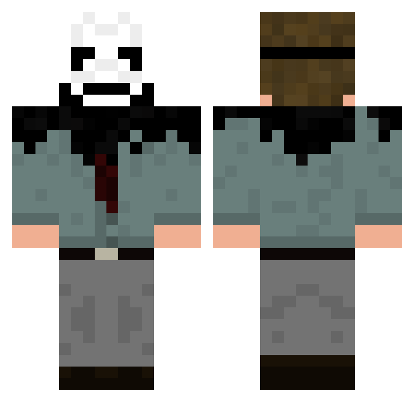 Kliter Minecraft skin, front and back view