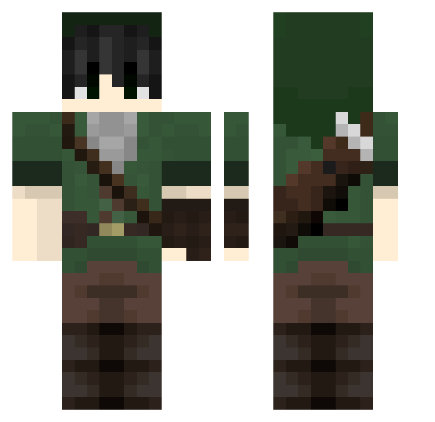 Moralny Minecraft skin, front and back view