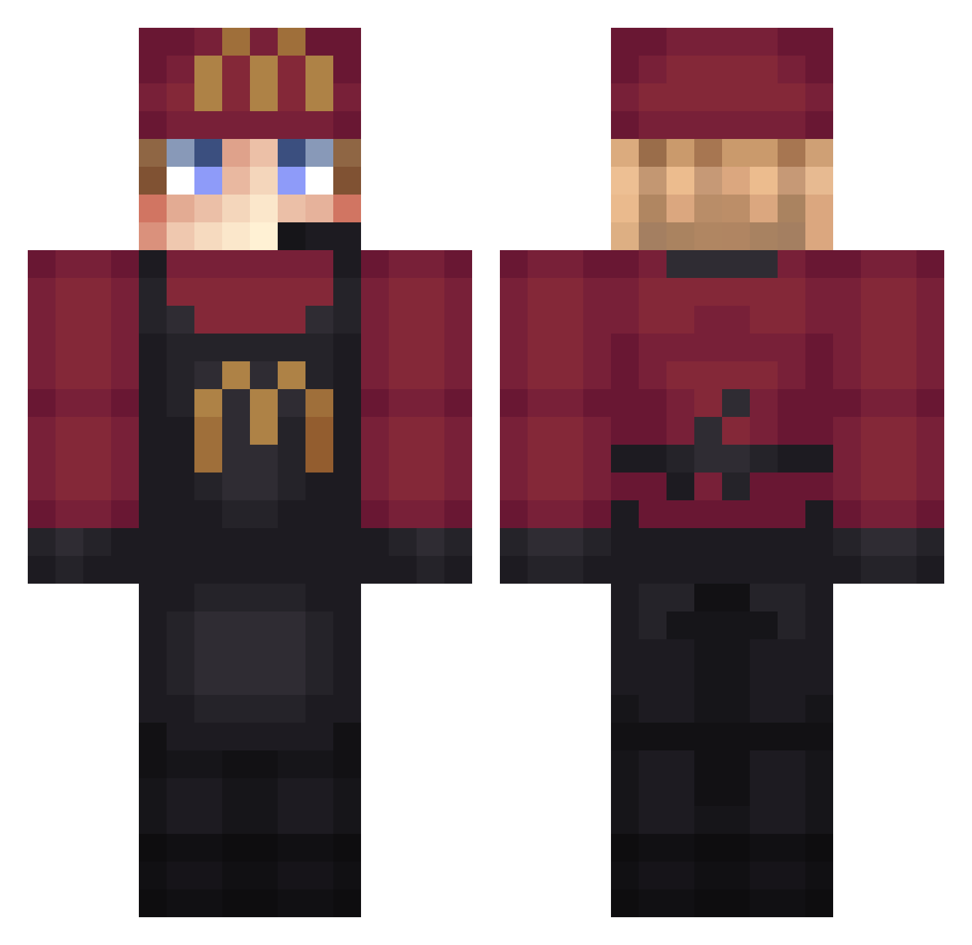 Dr_Razi Minecraft skin, front and back view