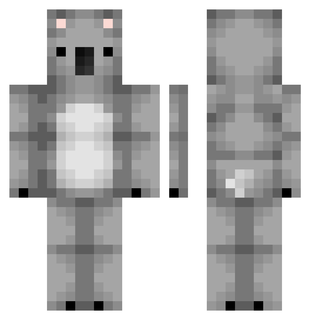 Pixel5554 Minecraft skin, front and back view