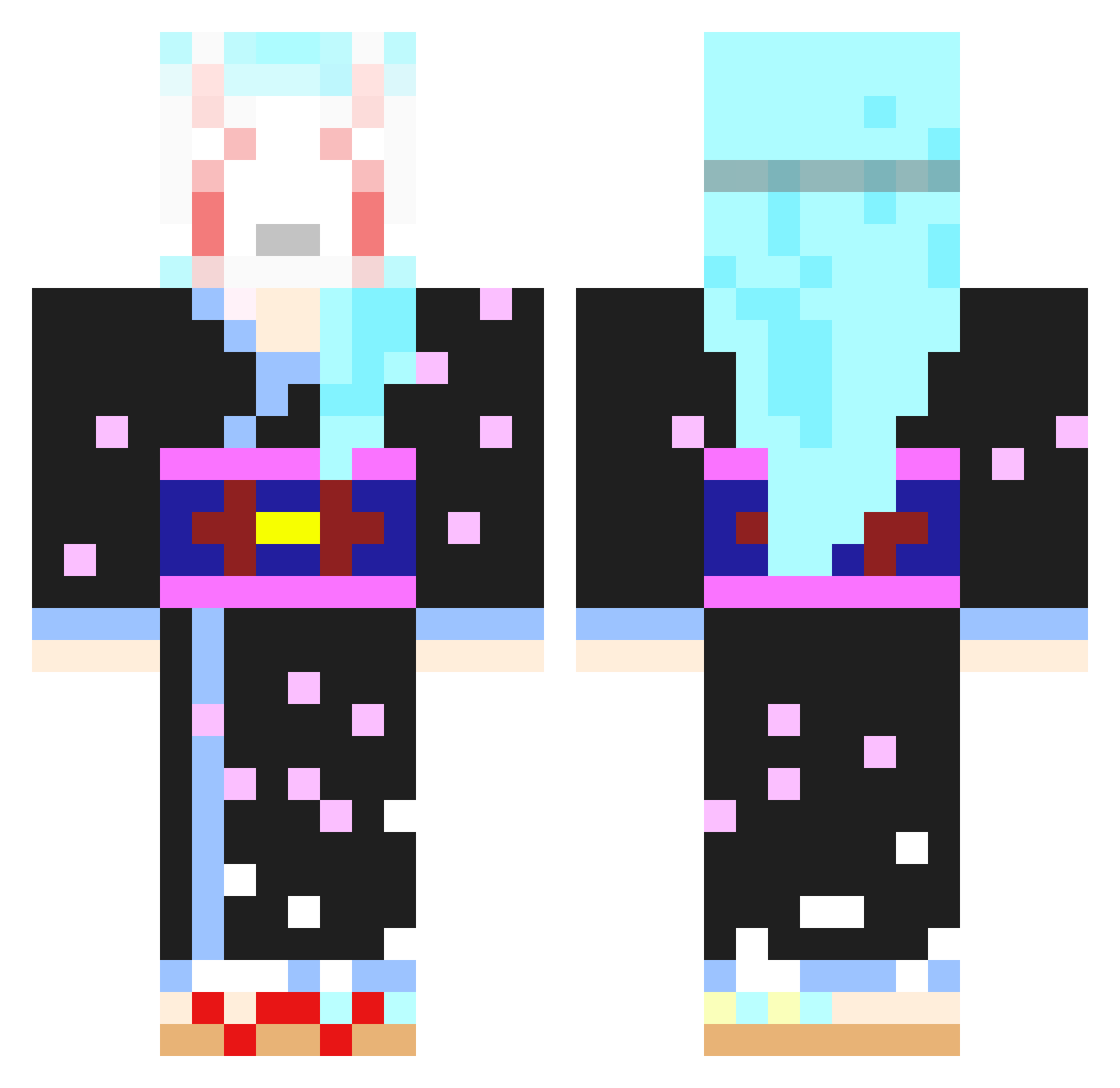 alibeee Minecraft skin, front and back view