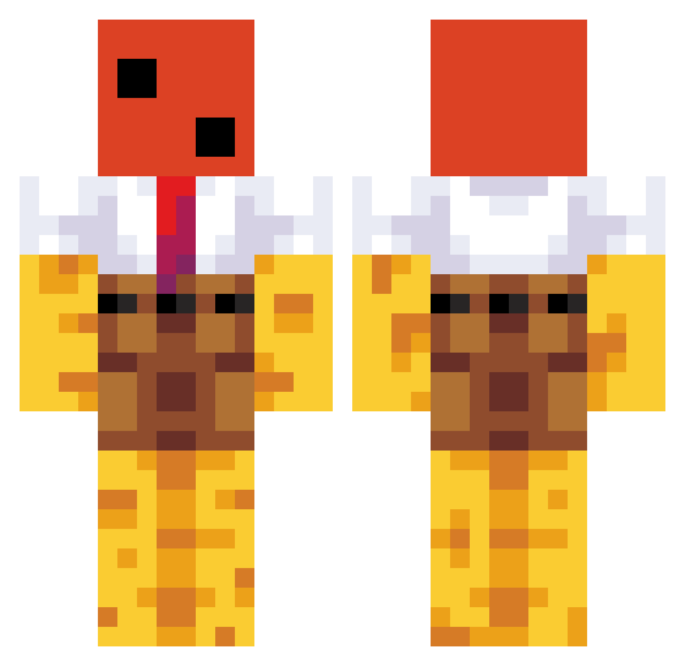 Mafora Minecraft skin, front and back view
